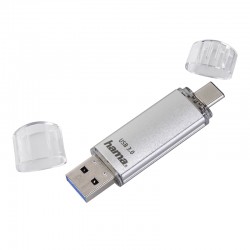 Mémoire supplémentaire USB pour smartphone/tablette Hama FlashPen Laeta  Twin gris 16 GB USB 2.0, Micro USB 2.0
