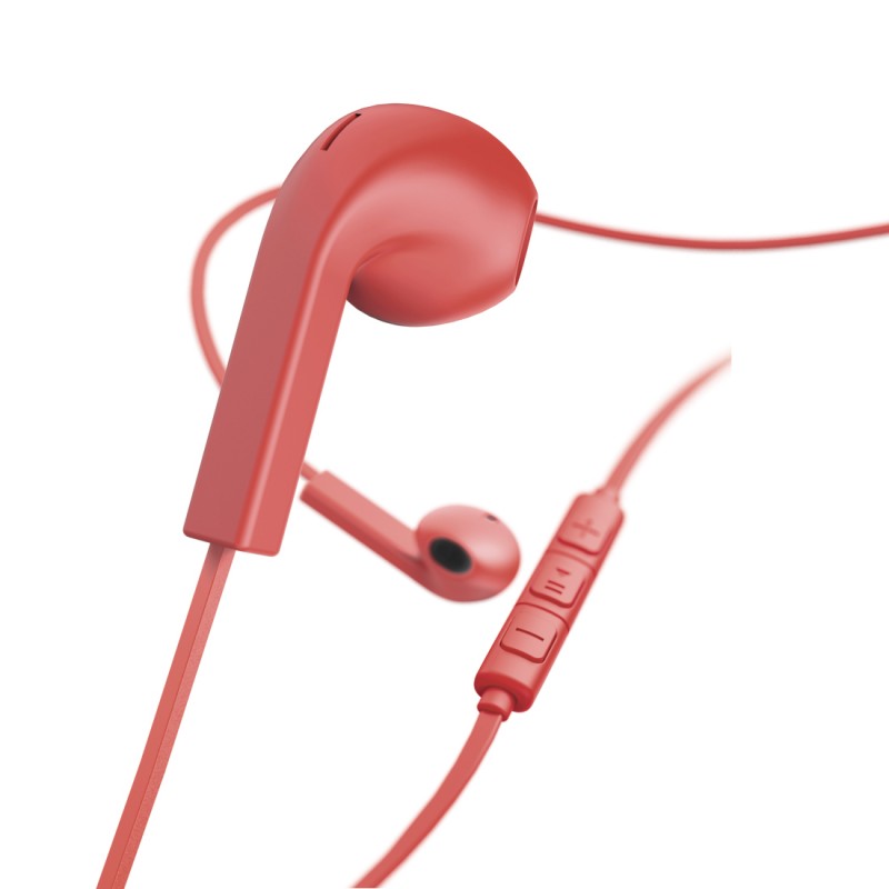 Casque Advance écouteurs microphone câble plat Hama rouge