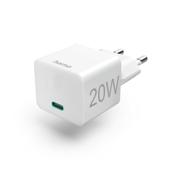 Hama chargeur rapide, USB-C, PD / Qualcomm®, mini chargeur, 20 W, Blanc