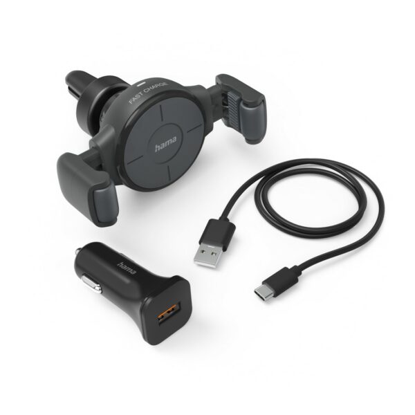 Hama Chargeur de téléphone portable pour voiture "FC10 Flex-Set", 10 W, sans fil, charge QI, anthracite