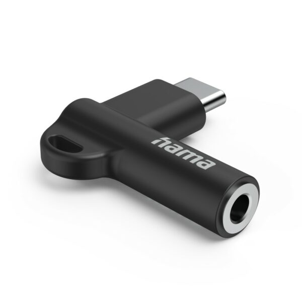 Adaptateur auxiliaire pour prise jack 3,5 mm Hama USB-C, prise coudée à 90°