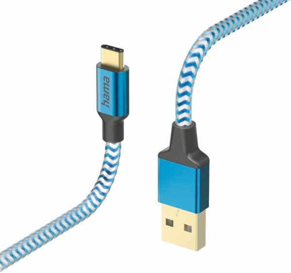 Câble de charge Hama « Reflective », USB-A - Lightning, 1,5 m, nylon, bleu