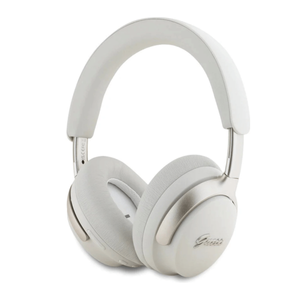 Casque Guess BT ANC Metal Script Logo, Blanc